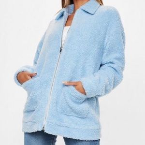 Missguided fuzzy blue jacket